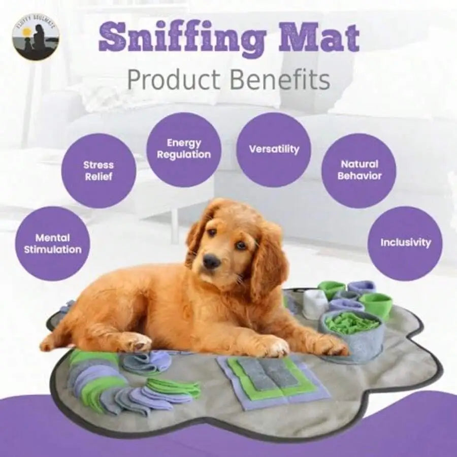 Paw Shaped Snuffle Mat 29x29 For Small Medium And Large Dogs Cats; Interactive Slow Feeding Sniffing Mat Designed For Mental Stimulation Puzzle That Encourages Natural Foraging Skills In Pets