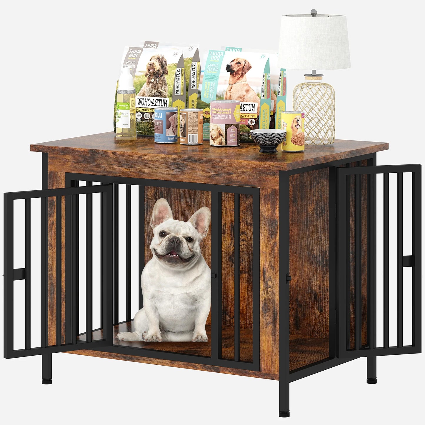 Heavy Duty Dog Crate Furniture for 1/2 Dogs,Multi-Functional Dog Kennel Table as TV Stand/Plant Stand,for Small Medium Large Dog