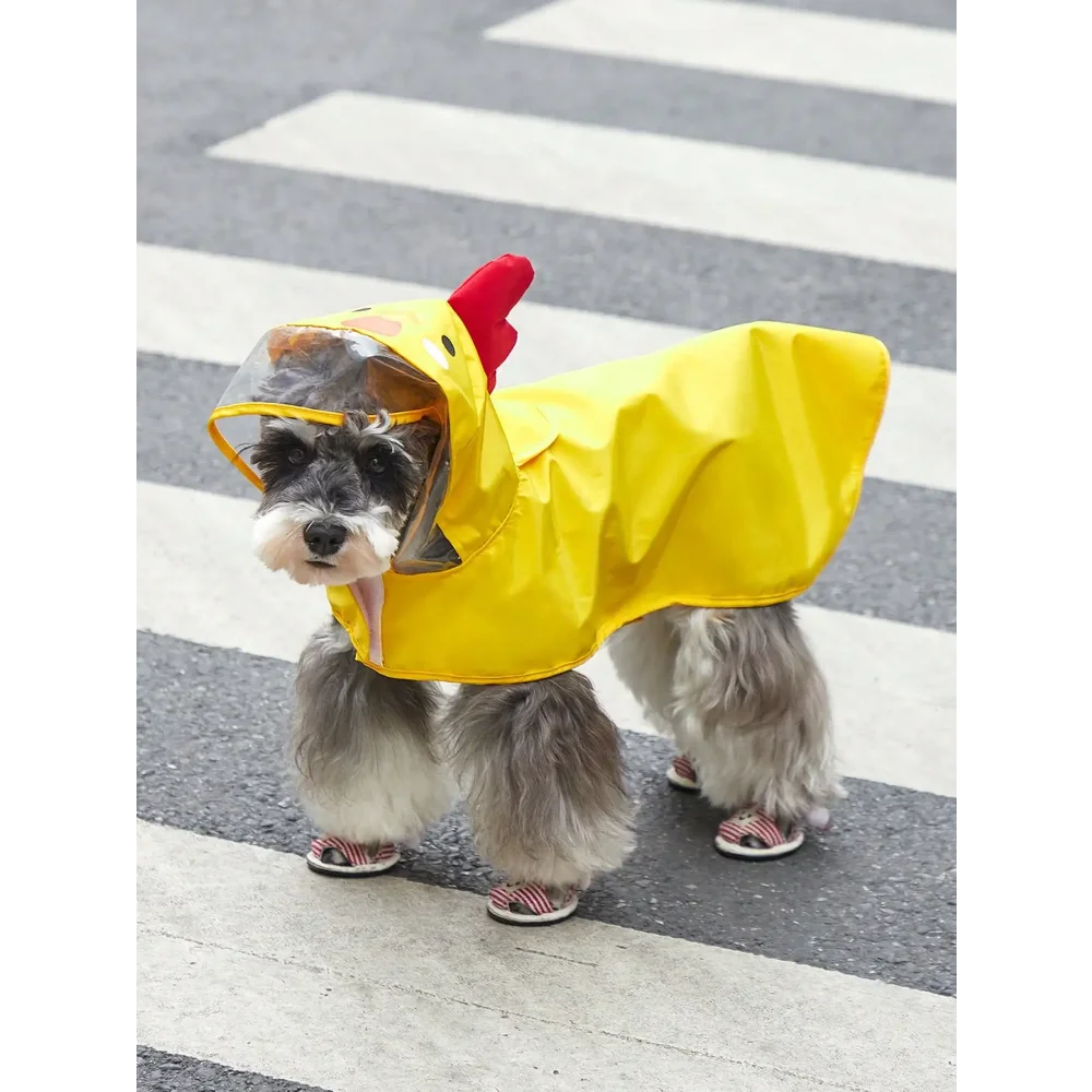PETSIN 1pc Fabric Cartoon Bear Design Hooded Pet Raincoat For Dog And Cat For Rainy Day