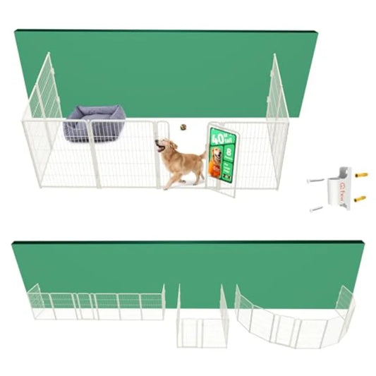 Homeplus Unleashed Indoor Dog Playpen - Stress-Free and Safe Play Heavy Duty 40 Inch 8 Panels with Fence-to-Wall Anchor Pack of