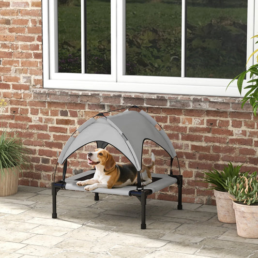 Elevated Dog Bed with Canopy, Raised Outdoor Pet Bed for Camping