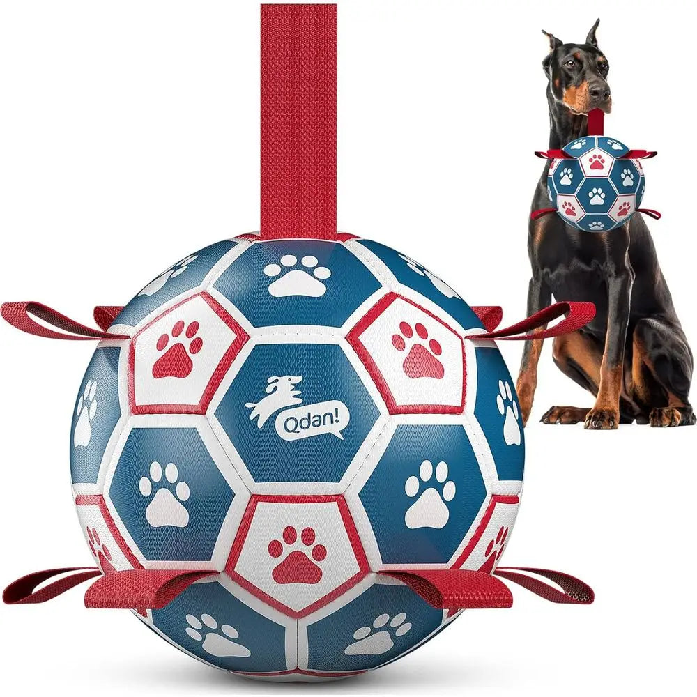 Giant Durable Soccer Ball Dog Toy with Straps, Ideal for Outdoor Play and Herding, Perfect Birthday Gift (10 Inch)
