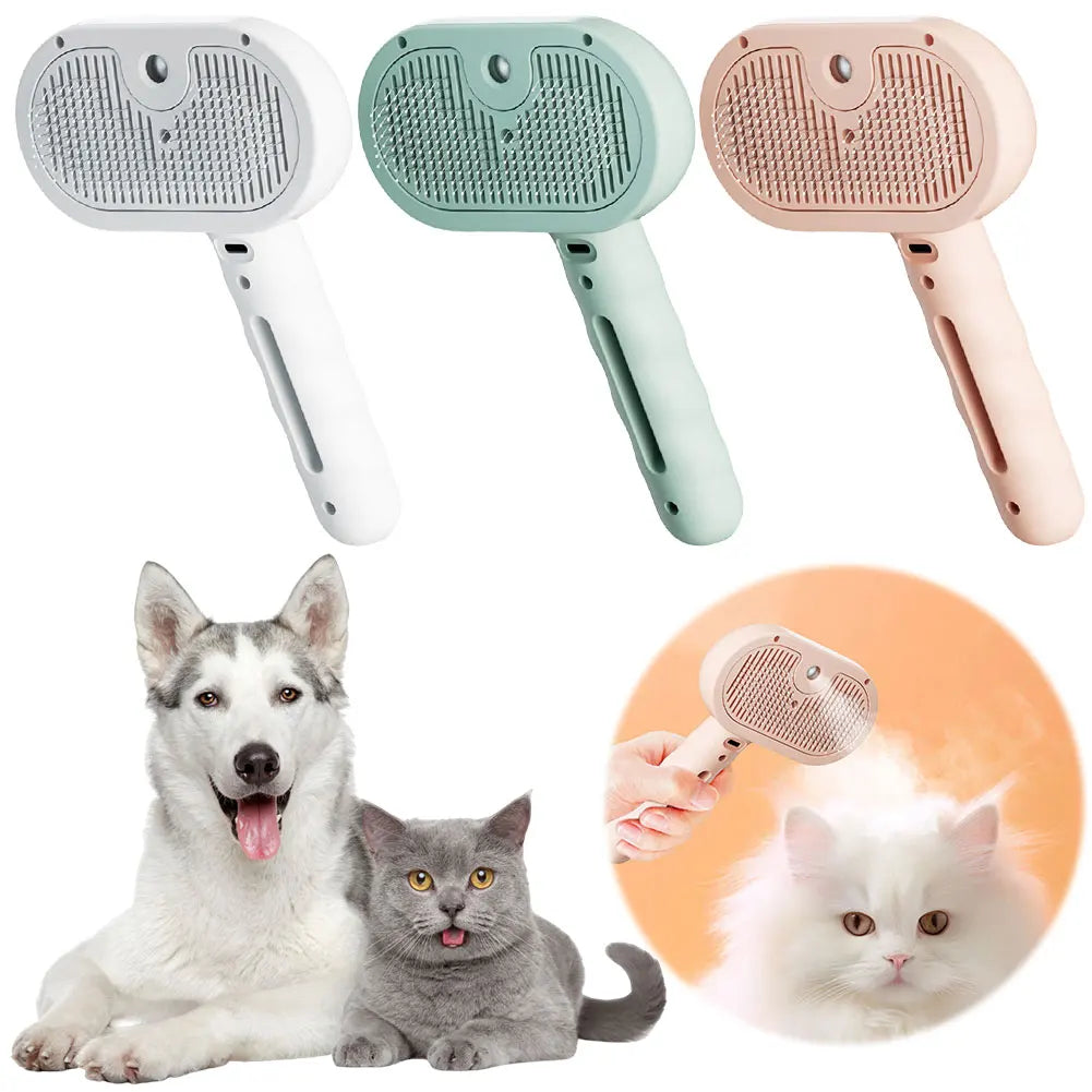 3 in 1 Cat/Dog Steam Brush, Grooming Brush with Release Button, Brush Pet Hair, Cleaning Brush Comb for Cats Dogs Small Animals