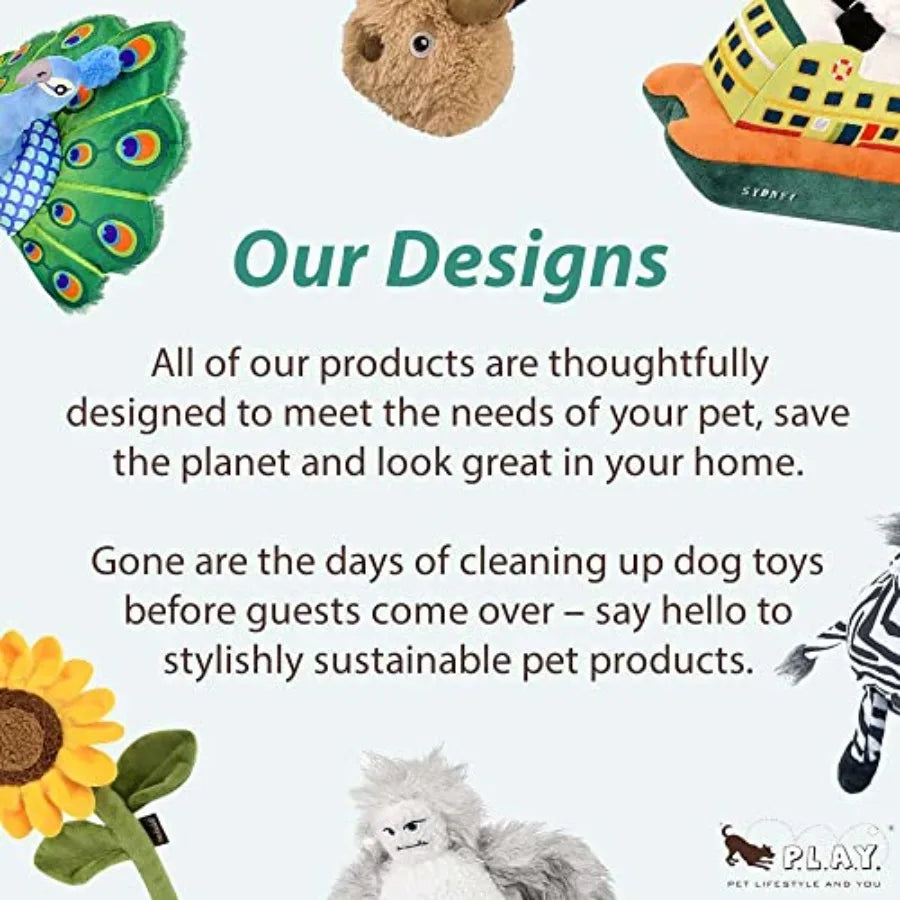 P.L.A.Y. Cute Plush Dog Toys - Brunch Breakfast Food Themed Durable Squeaker Chew Toys Great for Puppies and Small Medium Large