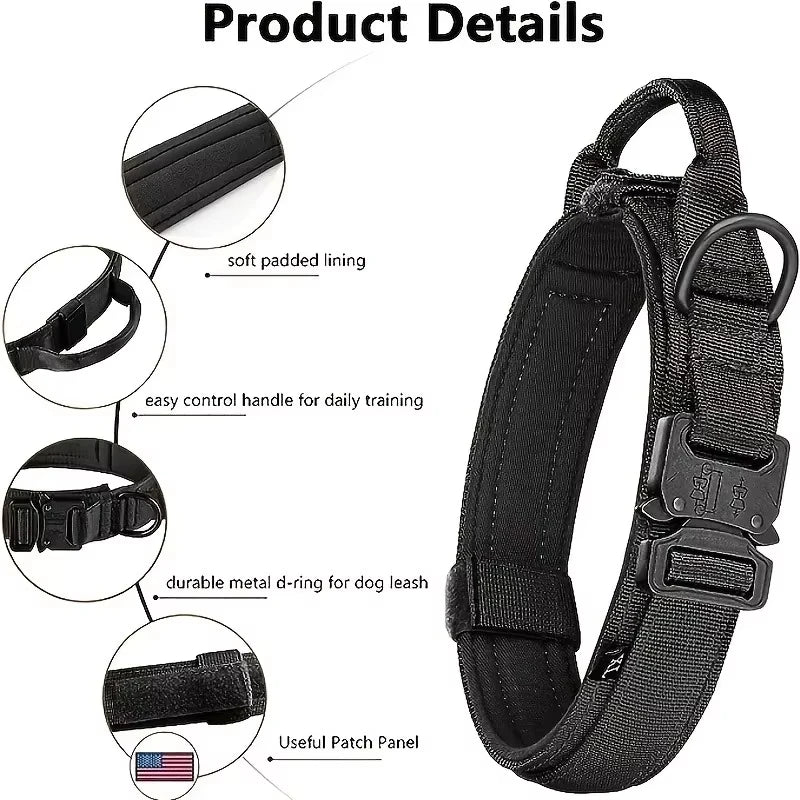 Dog Harness Collar Set Adjustable Tactical Dog Vest Harness And Durable Nylon Dog Collar Combo For Small Medium Large Dogs Outdoor Walking Training