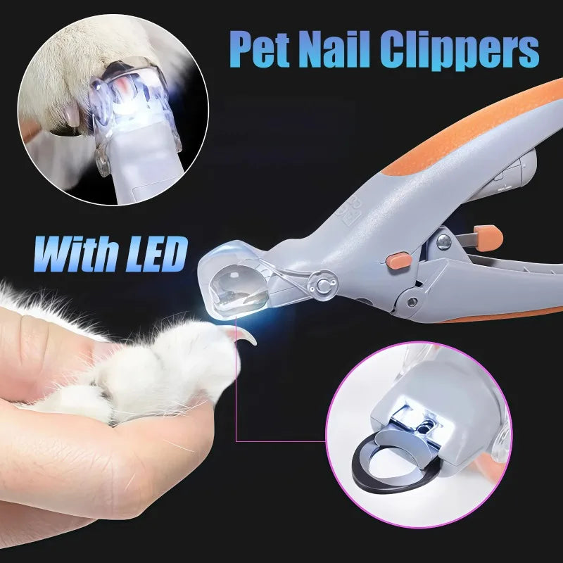 LED Light Pet Nail Clipper With Amplification Function Dog Cat Special Nail Trimmer Tool