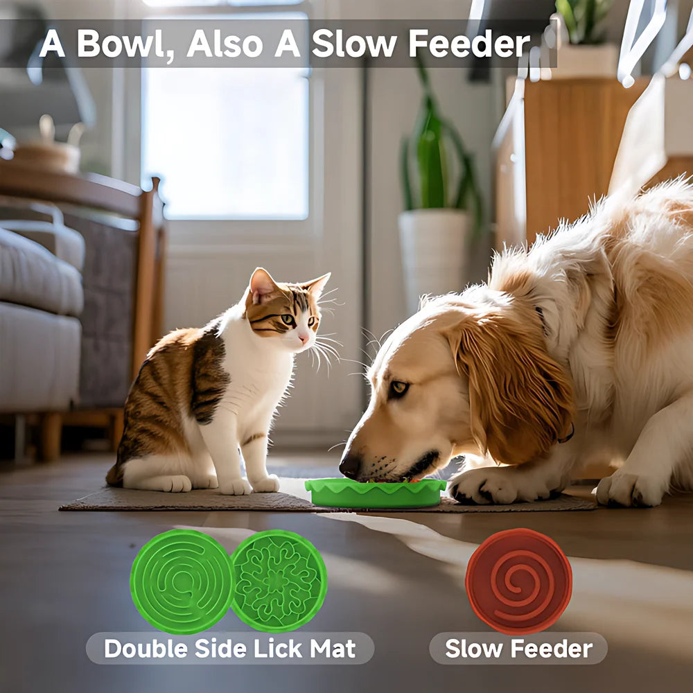 5-in-1 Burger Pet Bowls Set - Tilted Bowl, Elevated Bowl, Slow Feeder, Lick Mat, Non-slip Bowl for Dog/Cat Small to Medium Pets