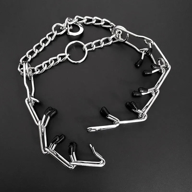 Effective Pinch Dog Training Collar With Comfort Rubber Tips Safe Adjustable Detachable Stainless Steel, Pet Prong Choke Collar