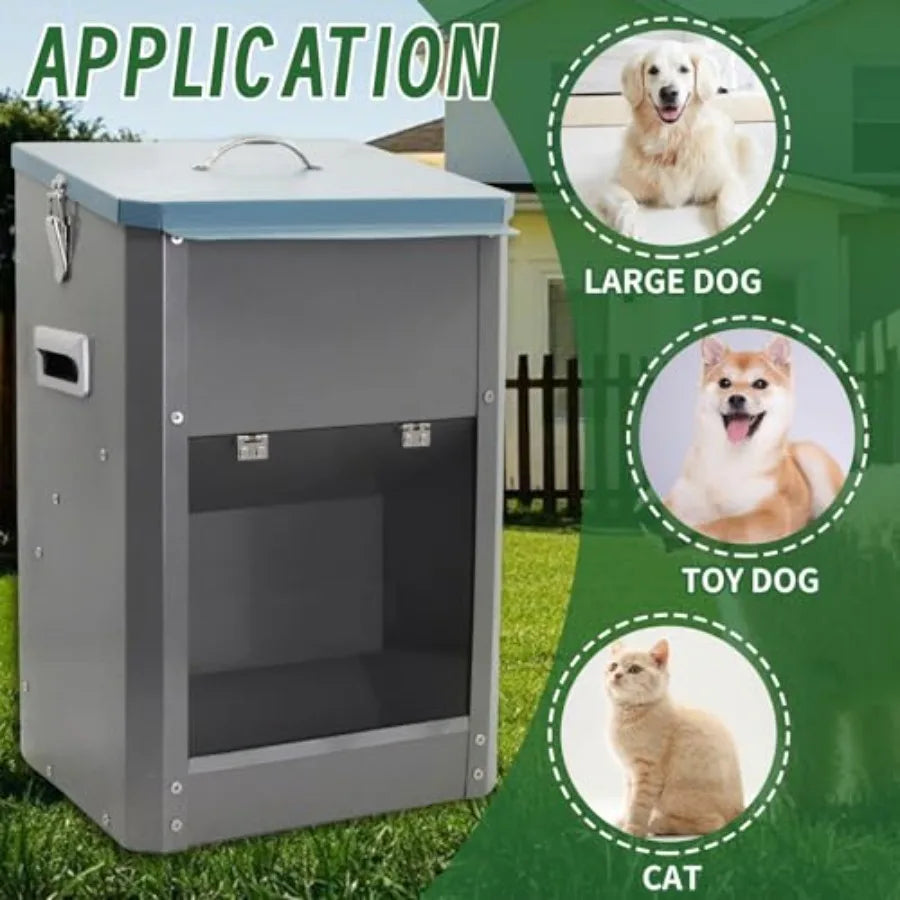 Automatic Dog Feeder with Handle25 Pounds Large Breed Indoor or Outdoor Auto Dog Food Dispenser Galvanized Gravity Livestock Au
