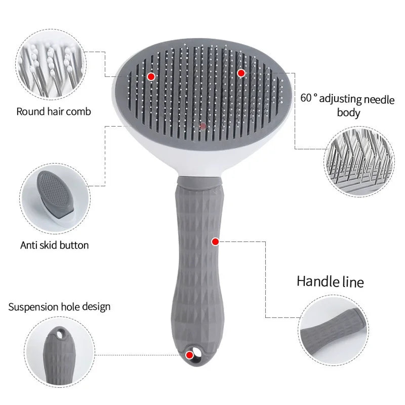 Pet One Button Self Cleaning Slicker Brush Automatic Hair Remover Comb Dog Cat Massage Needle Comb For Pet