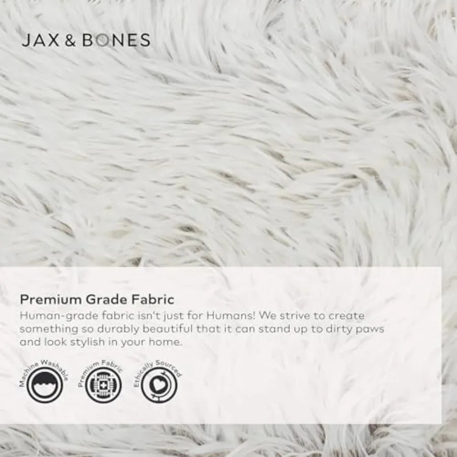 Dog Napper Machine Washable Shag Bed for Dogs Extra Heavy Duty Bolstered Sides Small White Dog Mat 24 x 21 Inches