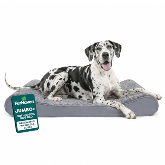 Cooling Gel Dog Bed for Large Dogs w/ Removable Washable Cover For Dogs Up to 150 lbs - Ultra Plush Faux Fur Suede Luxe Lounger