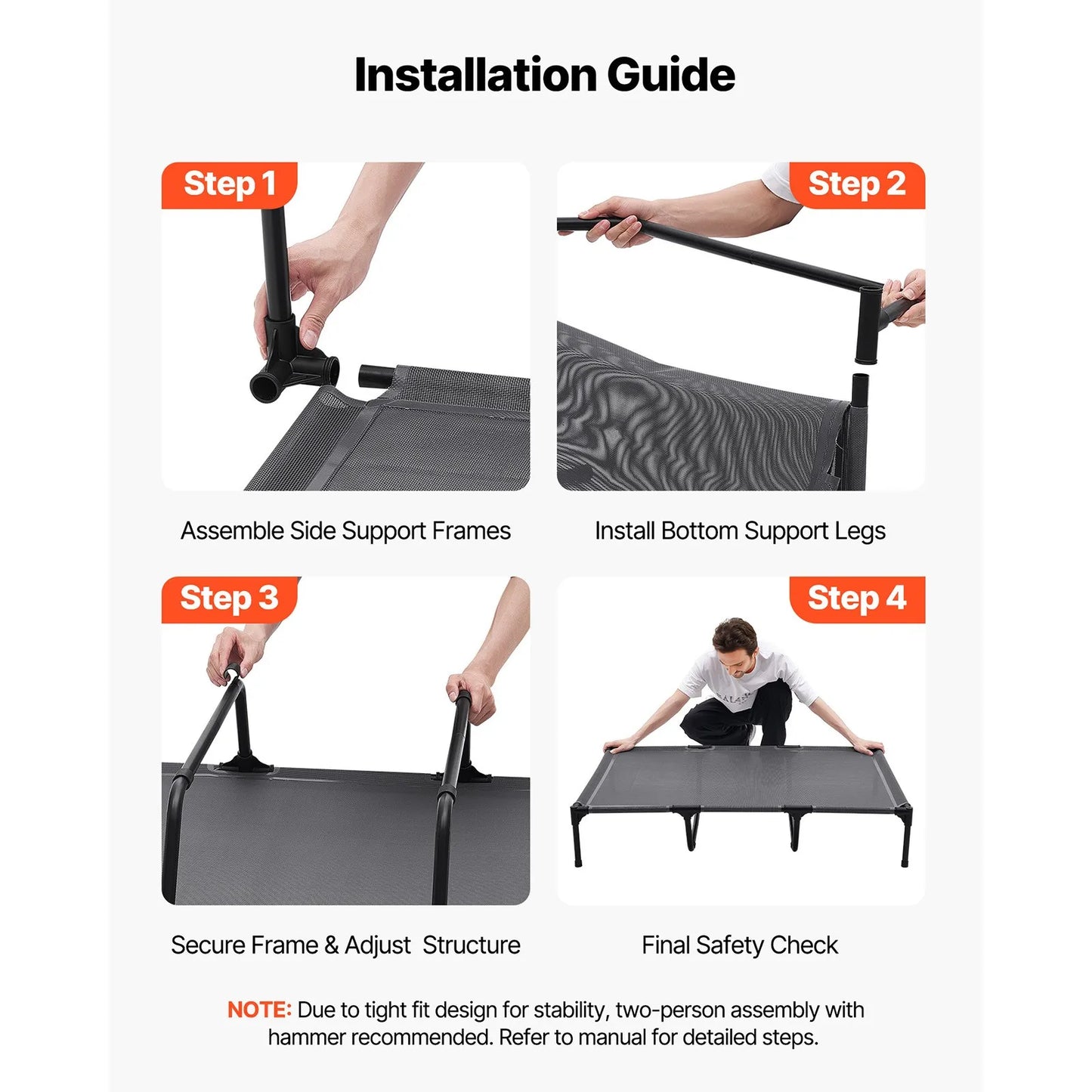 Elevated Dog Bed for Large Dog Portable Raised Dog Cot w/ Metal Frame XL