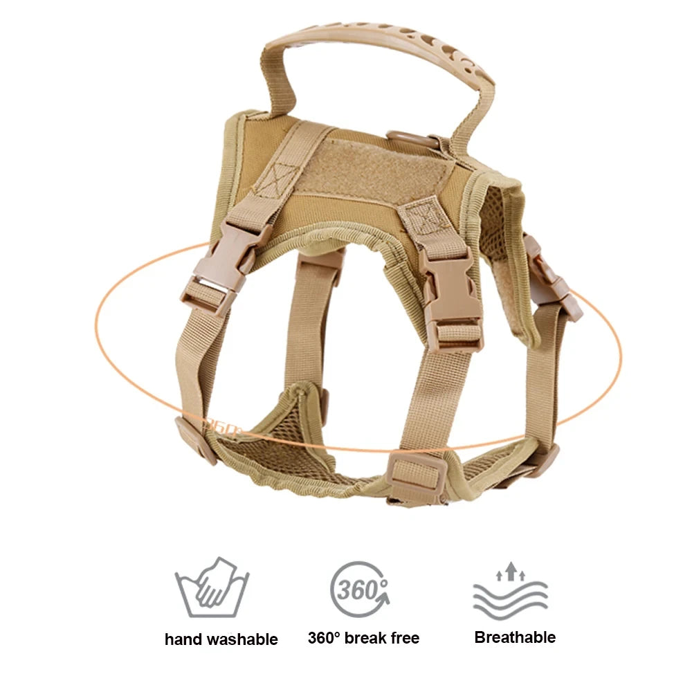 Cat Vest Durable Military Tactical Harness Escape Proof Design Adjustable Straps Soft Breathable Mesh With Top Handle For Outdoor Walking Training Daily Use