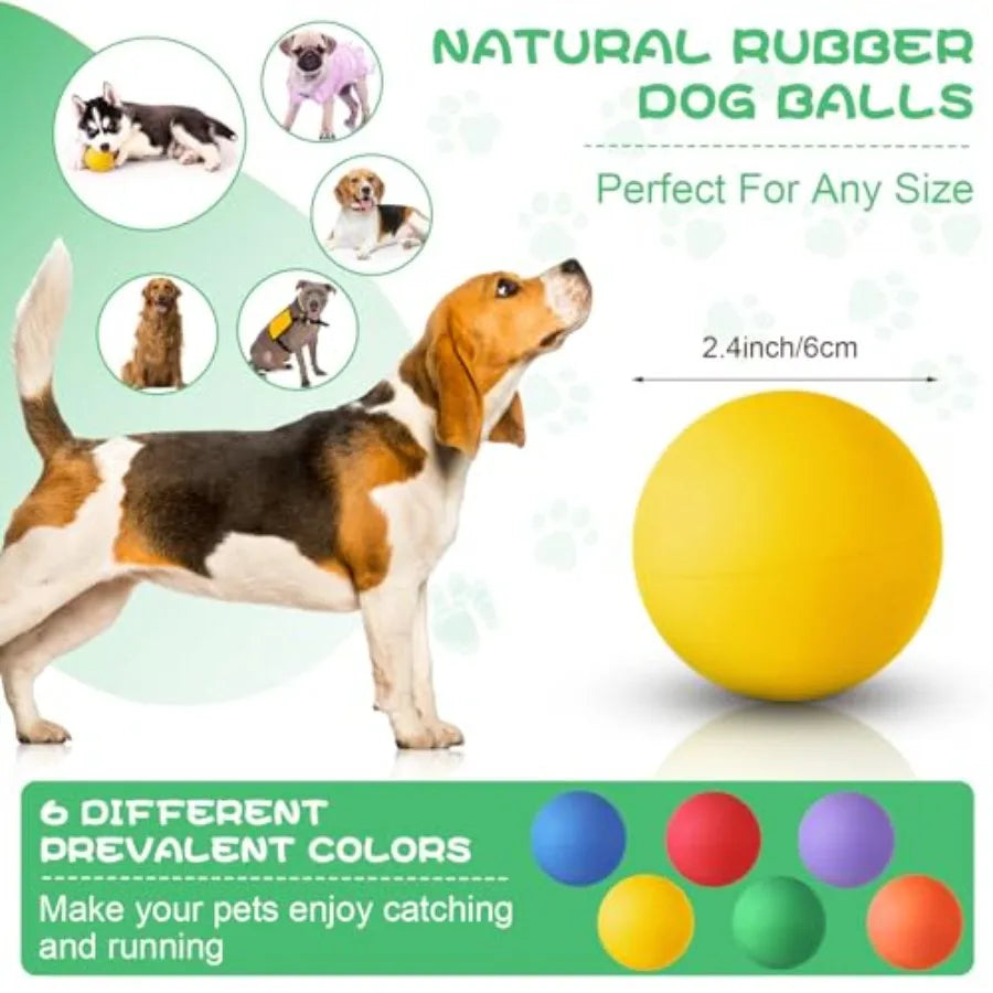 Shappy 24 Pieces Rubber Dog Tennis Balls for Dog Colorful Catching Pet Balls for Fetch Training 2.4 Inch Interactive Bounce and