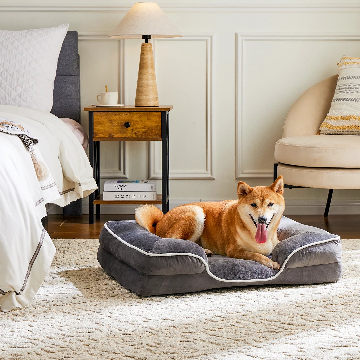 JHK Orthopedic Dog Bed Memory Foam Pet Bed for Small Dogs & Cats with Washable Removable Cover Non-Slip Base Waterproof Liner
