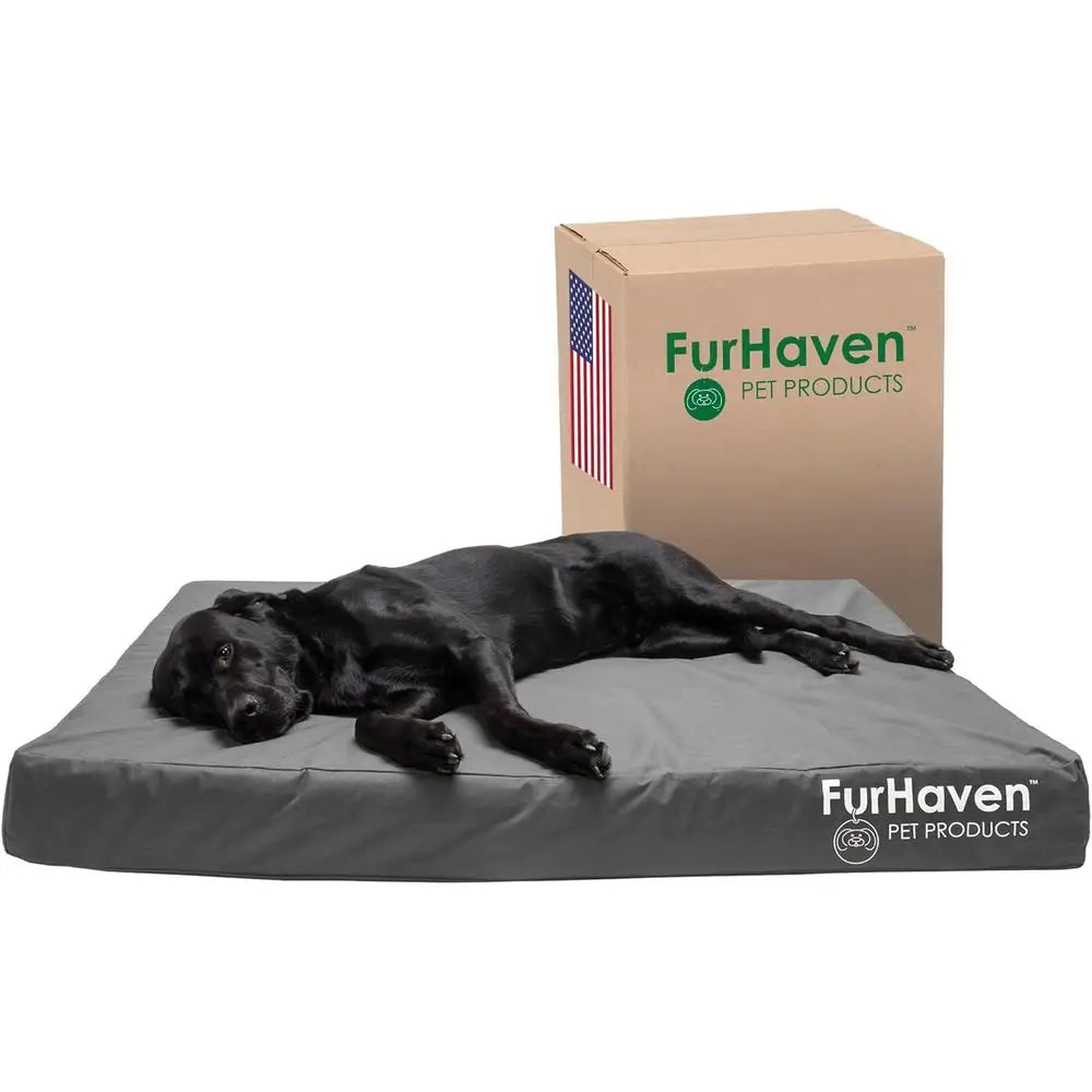 Water-Resistant Orthopedic Dog Bed or Large Dogs w/ Removable Washable Cover, or Dogs Up to 125 lbs - Indoor/Outdoor Logo Print