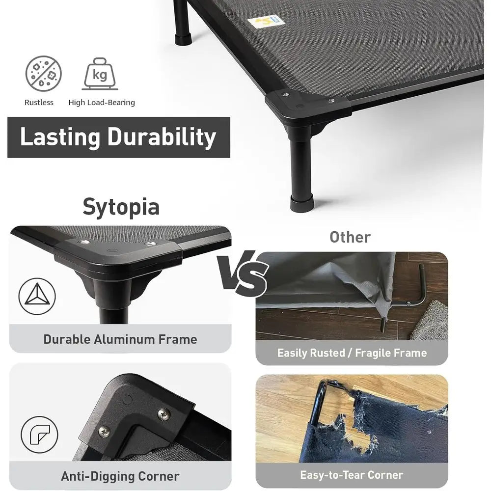Elevated Outdoor Dog Cot for XL Dogs - Durable, Breathable, Waterproof, Easy to Clean