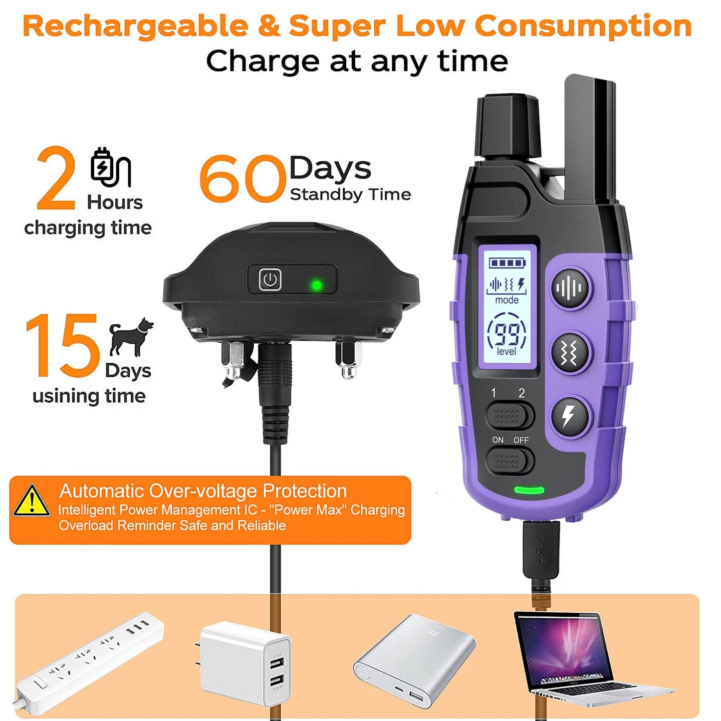 3300Ft Electric Dog Training Collar Remote Control Waterproof Pet Behavior For 5-120lbs Puppy With Vibration Shock Beep