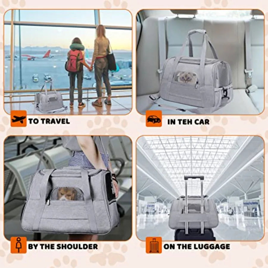 Pet Carrier Bag Airline Approved Up for Cats and Dogs Up to 20LBs Soft Cat Carrier Dog Carrier Travel Kitten Carrier