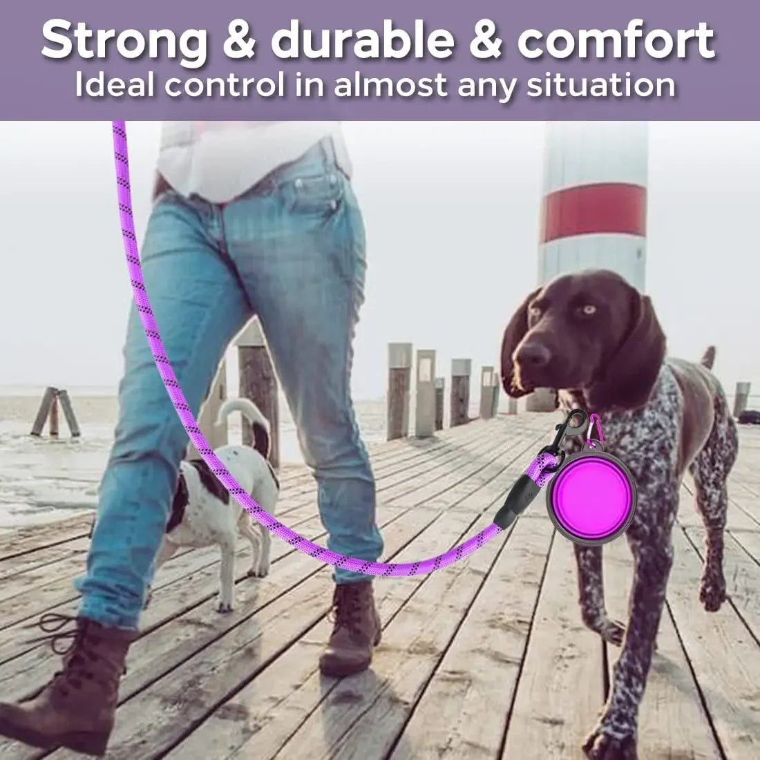 Strong Dog Leash, Reflective Leash For Big Small Medium Dog, Leash Drag Pull Tow
