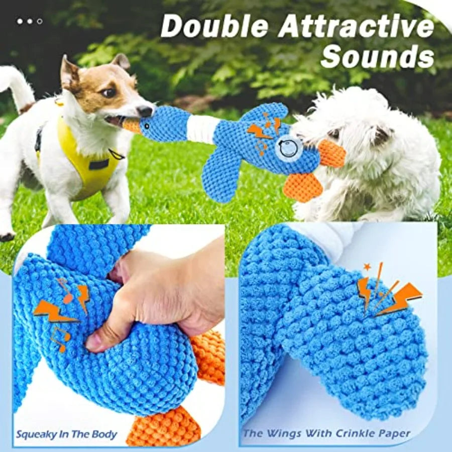 Upgraded Goose Indestructible Dog Toys for Aggressive Chewers Small Medium Large Breed, Crinkle Squeaky Plush Dog Puppy Chew Toy