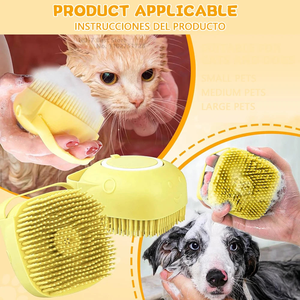 Dog Bath Brush Silicone Pet Shampoo Brush Soap Dog Scrubber Cat Massage Grooming Wash Soft Rubber Puppy Clean Brush
