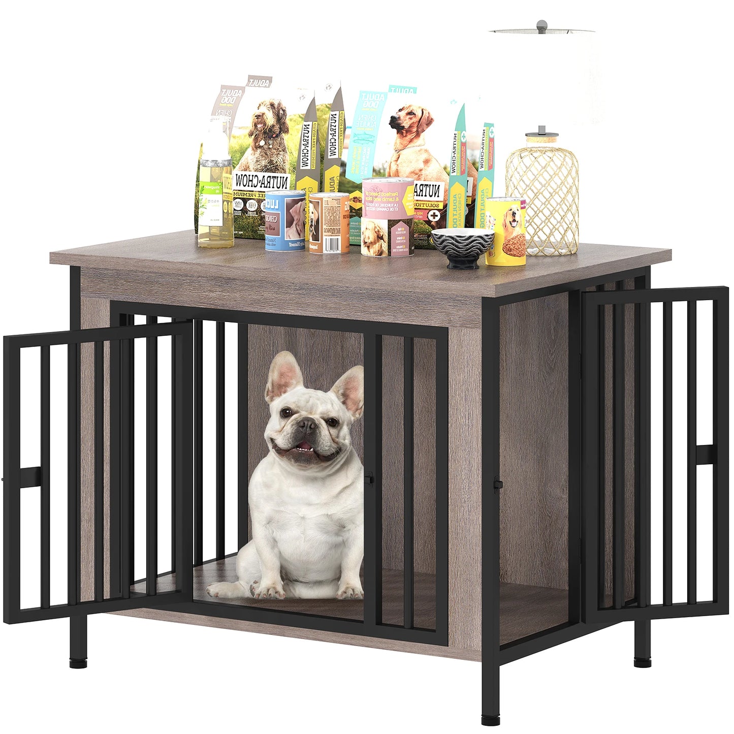 Heavy Duty Dog Crate Furniture for 1/2 Dogs,Multi-Functional Dog Kennel Table as TV Stand/Plant Stand,for Small Medium Large Dog