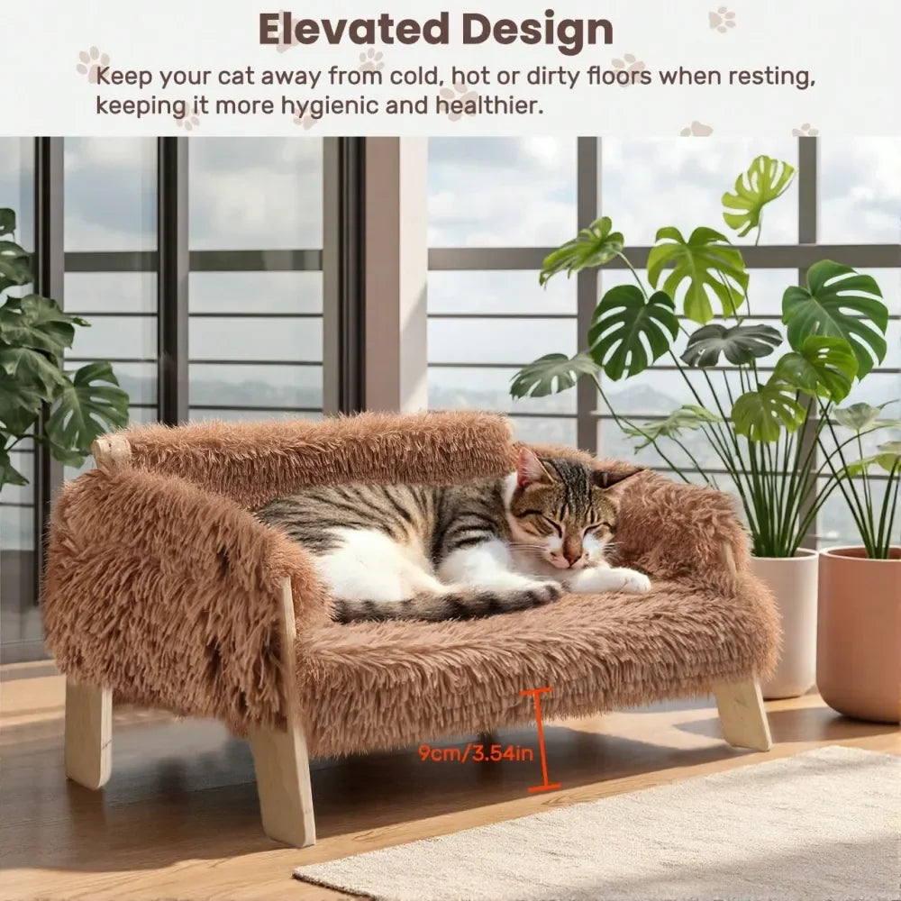 Dog Supplies Pet Furniture And Beds Dog Bed 1 Piece Soft And Comfortable Raised Cat Bed Sofa Made Of Wood, Sturdy Large Cat Sofa
