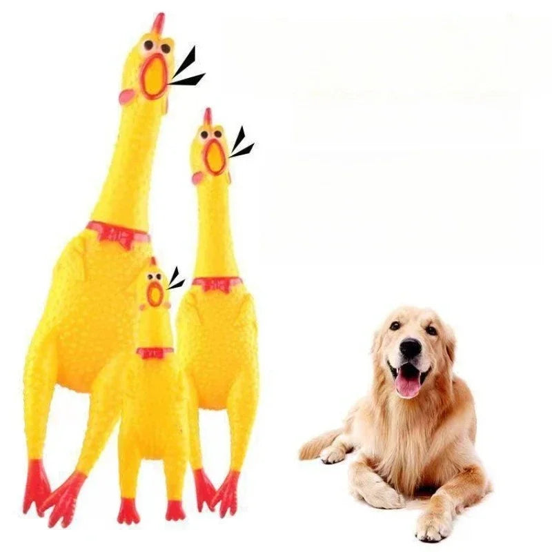 Squeaky Screaming Chicken Pet Toy Funny Molar Chew Rubber Toy Small Large Dog Pet Squeaker Chew Toys Funny Chicken Puppy 1 pcs