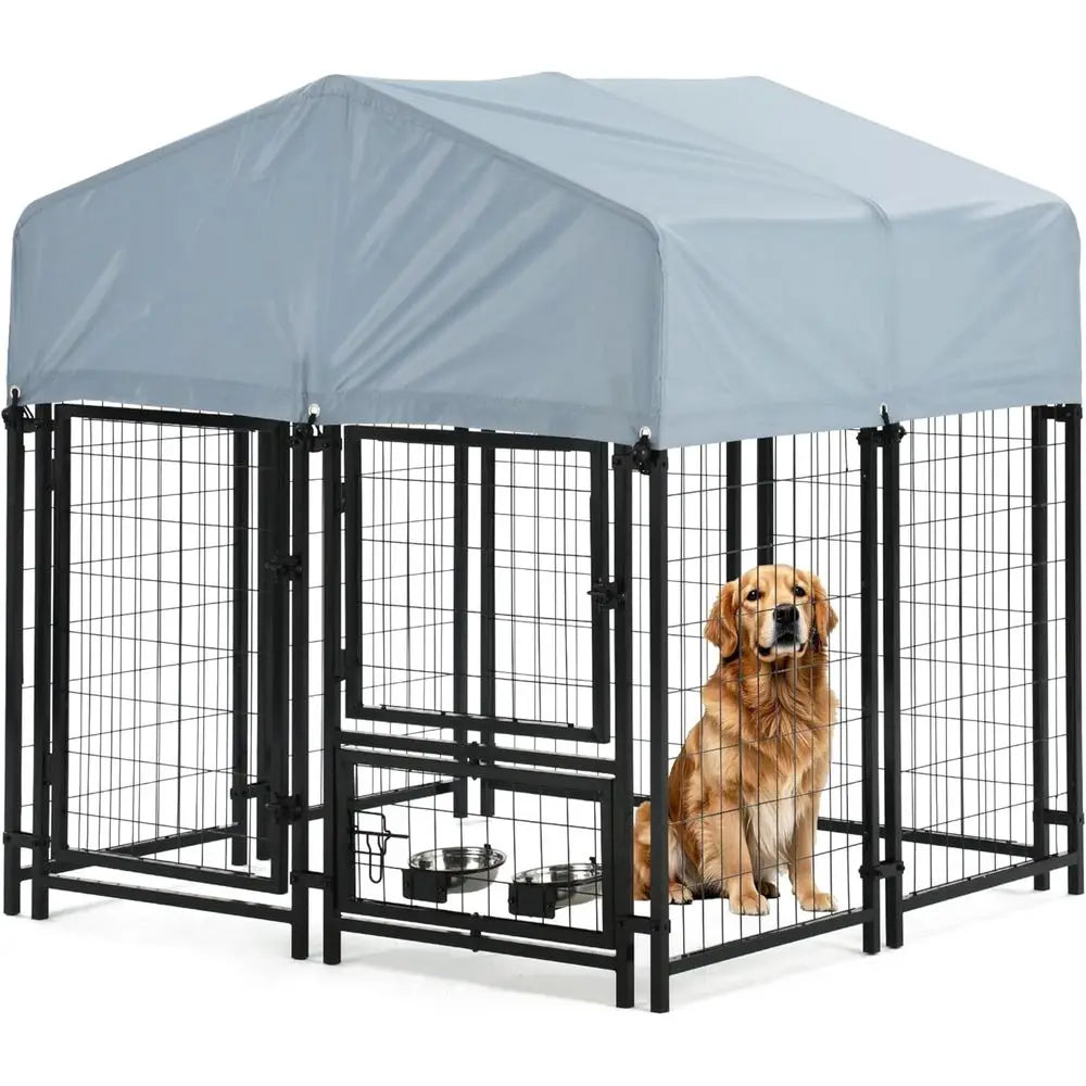 Outdoor Dog Enclosure, Heavy Duty Dog Kennel,  Dog Big Cage,  Steel fence with Secure Lock and UV-Resistant