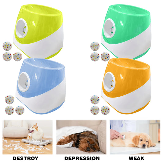 Interactive Automatic Ball Launcher with 3 Tennis Balls Automatic Dog Ball Launcher Ball Thrower Machine for Medium & Small Dogs