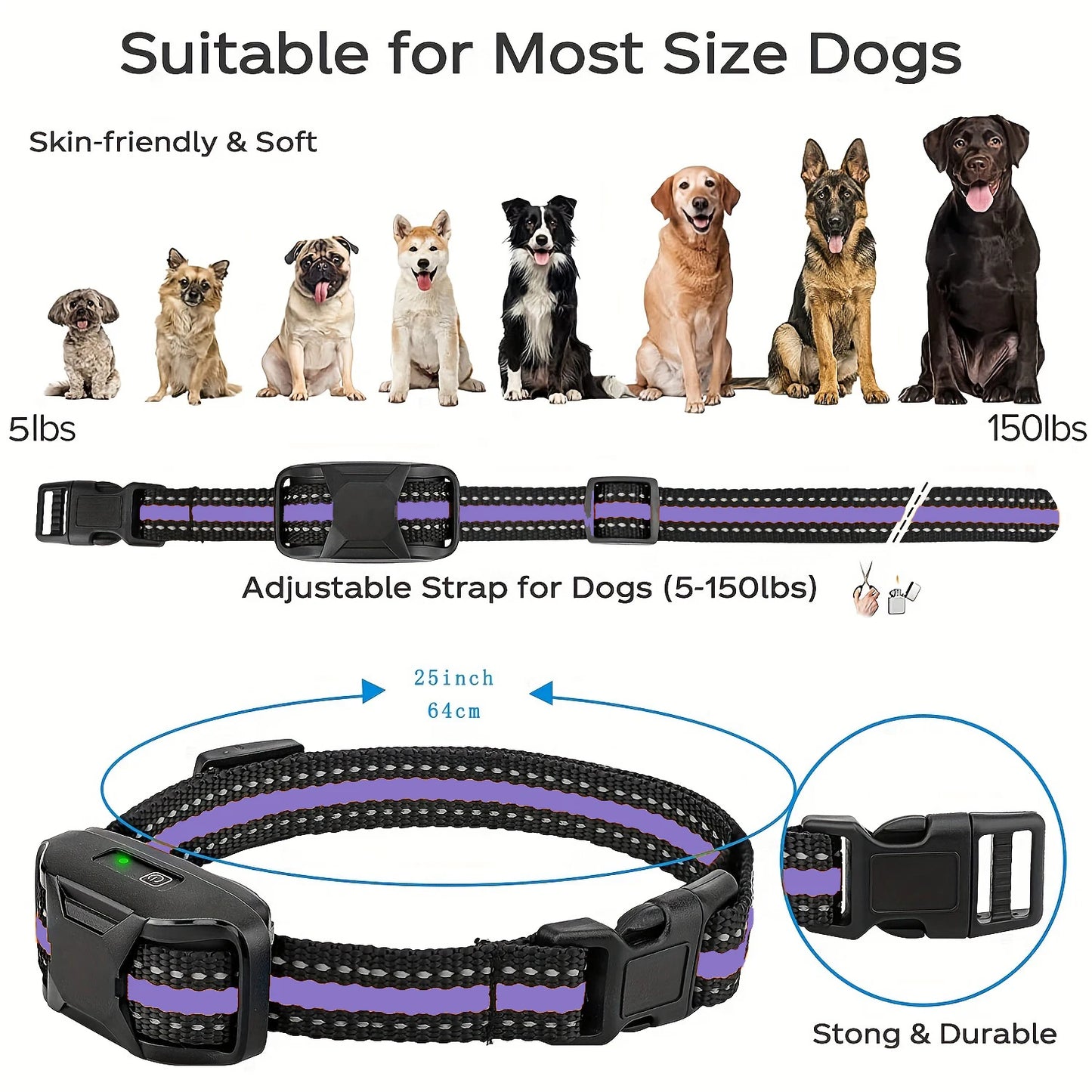3300Ft Electric Dog Training Collar Remote Control Waterproof Pet Behavior For 5-120lbs Puppy With Vibration Shock Beep