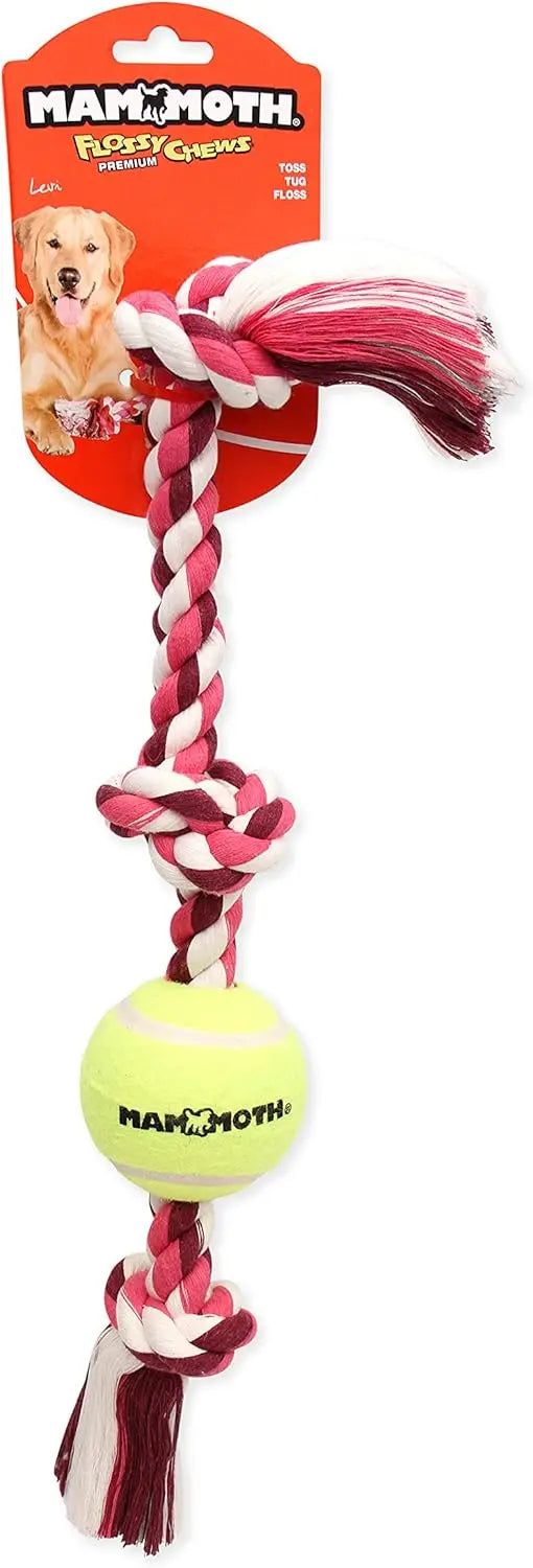 Premium Cotton-Poly Tug Toy for Medium Dogs, Interactive Rope with Tennis Ball - 20", Multi-Color
