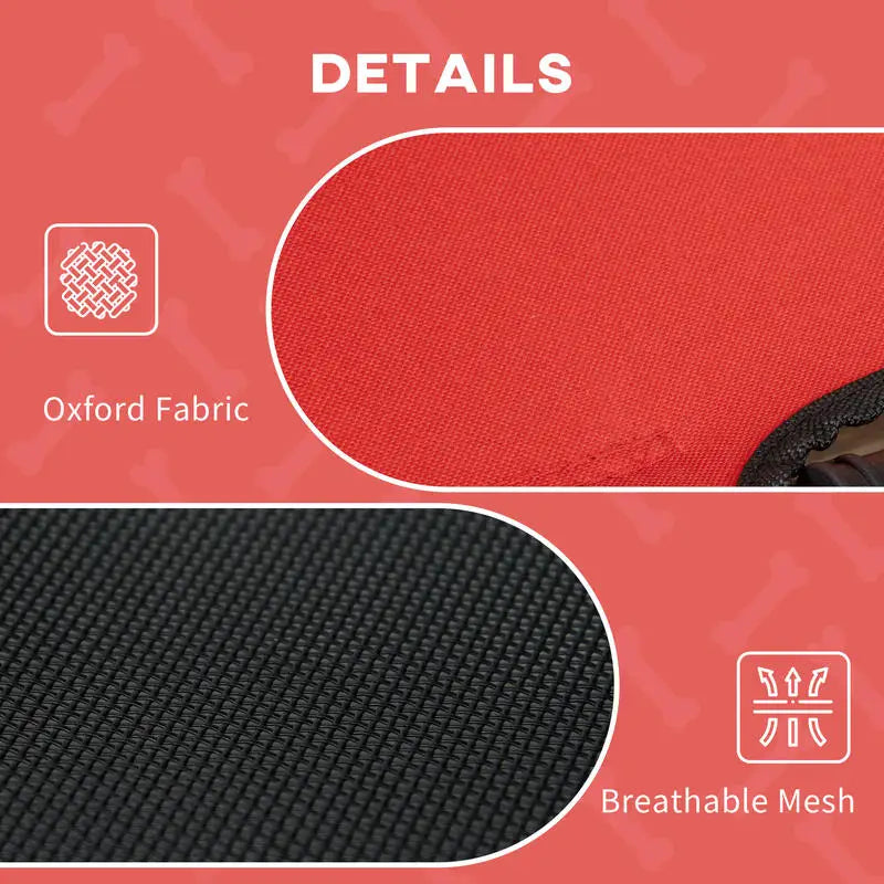 48" x 36" Elevated Portable Dog Cot Cooling Pet Bed with UV Protection Canopy Shade, Red