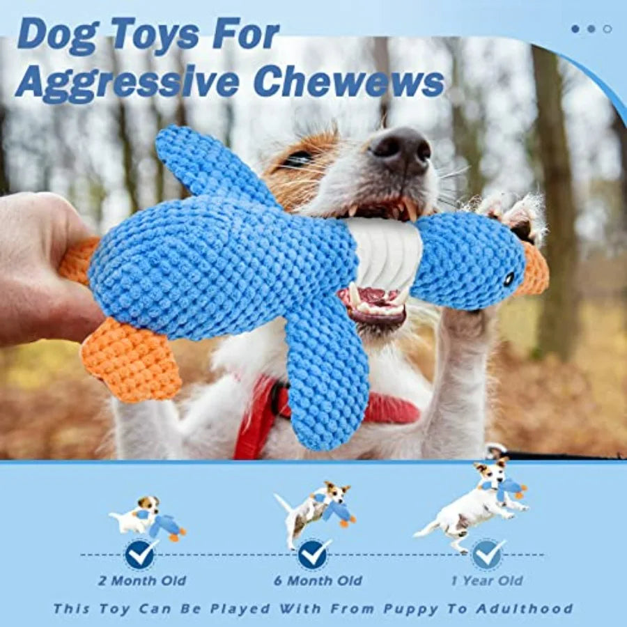 Upgraded Goose Indestructible Dog Toys for Aggressive Chewers Small Medium Large Breed, Crinkle Squeaky Plush Dog Puppy Chew Toy
