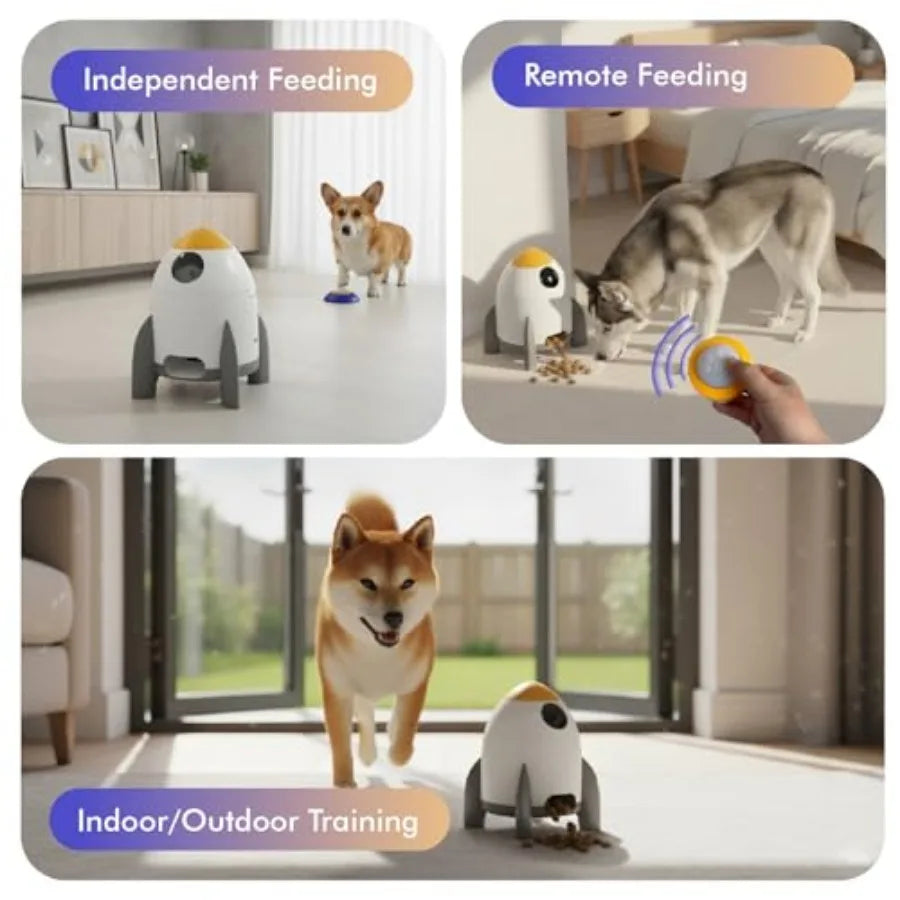 Interactive Dog Puzzle Feeder Toy, Automatic Dogs Treat Dispenser for IQ Training and Slow Feeder, Dog Food Dispenser with Remote