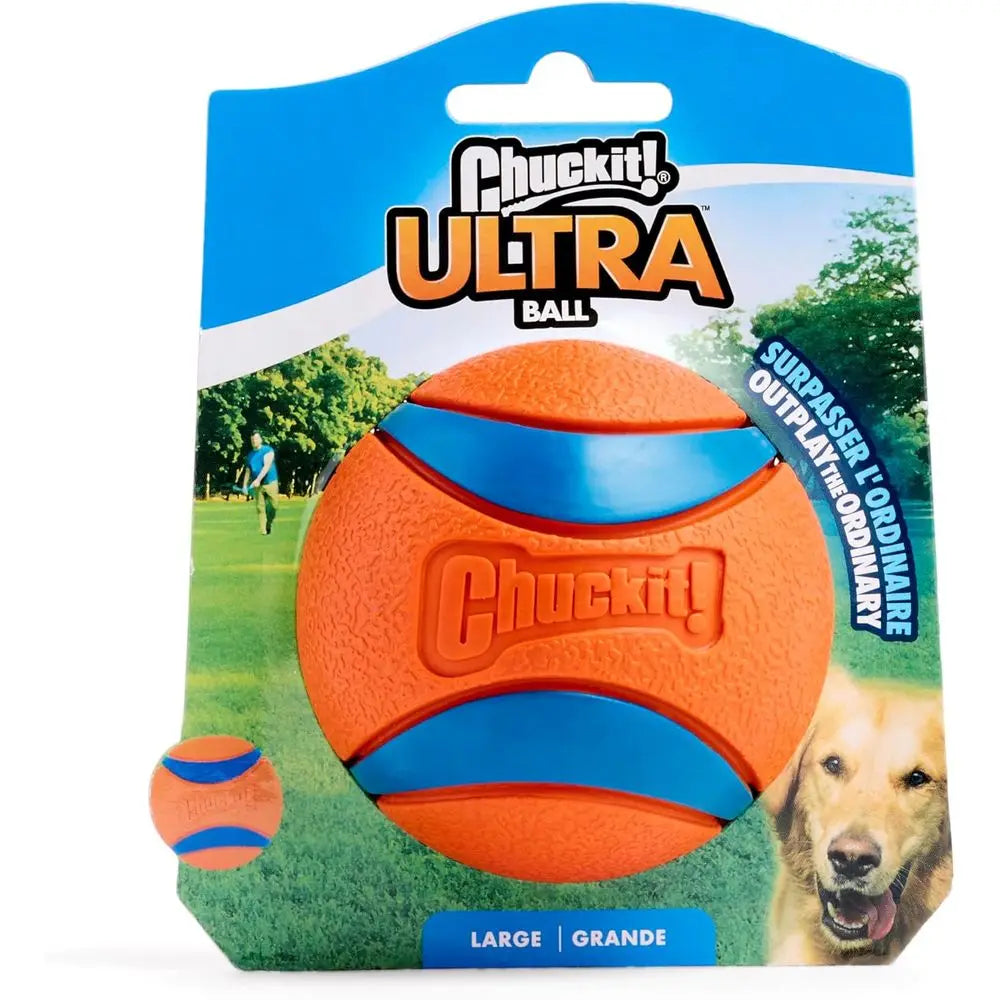 Ultra Ball Dog Toy - Size Large - for Dogs 60-100 lbs - Made of Durable Rubber - Super Bouncy - Floats in Water - 3-inch Diamete