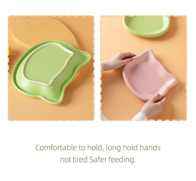 4-Color Pet Bowl Cat Food Dish Canned Snack Frozen Meal Plate for Dwarf Cats Premium Anti-Black-Nose Pet Dish Home Use Pet Bowl.