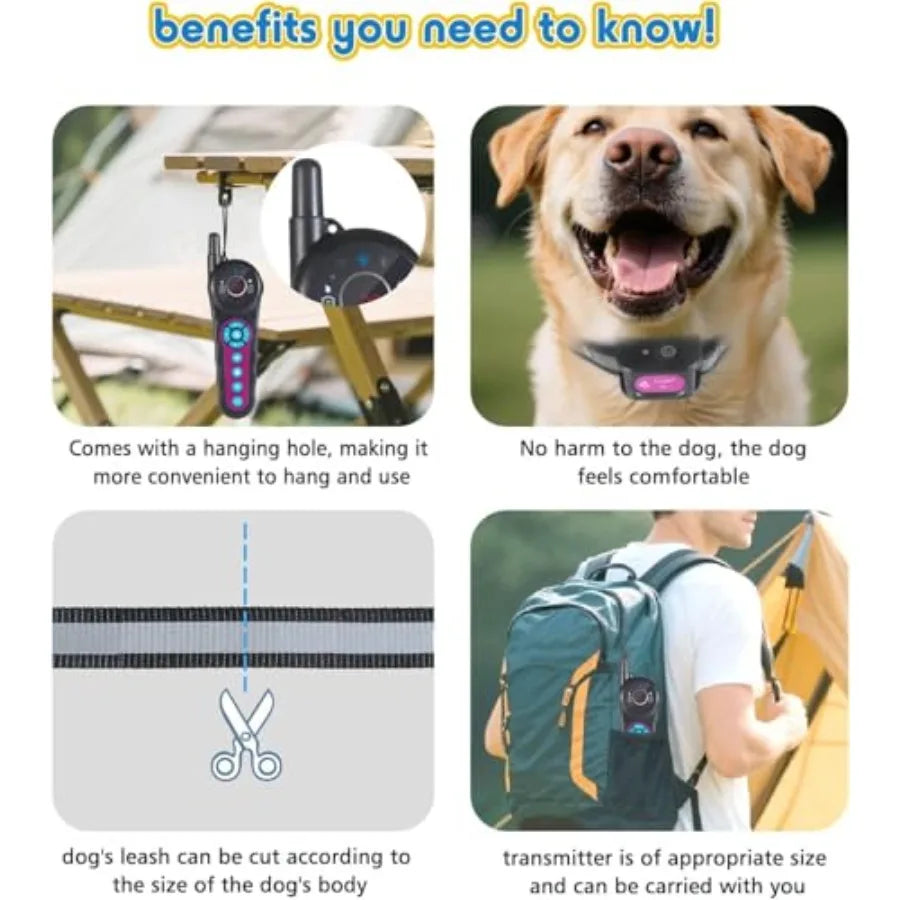 Dog Wireless Fence Training Collar: Outdoor Perimeter Containment System, Waterproof ABS Plastic, Black, 2-in-1 Rechargeable