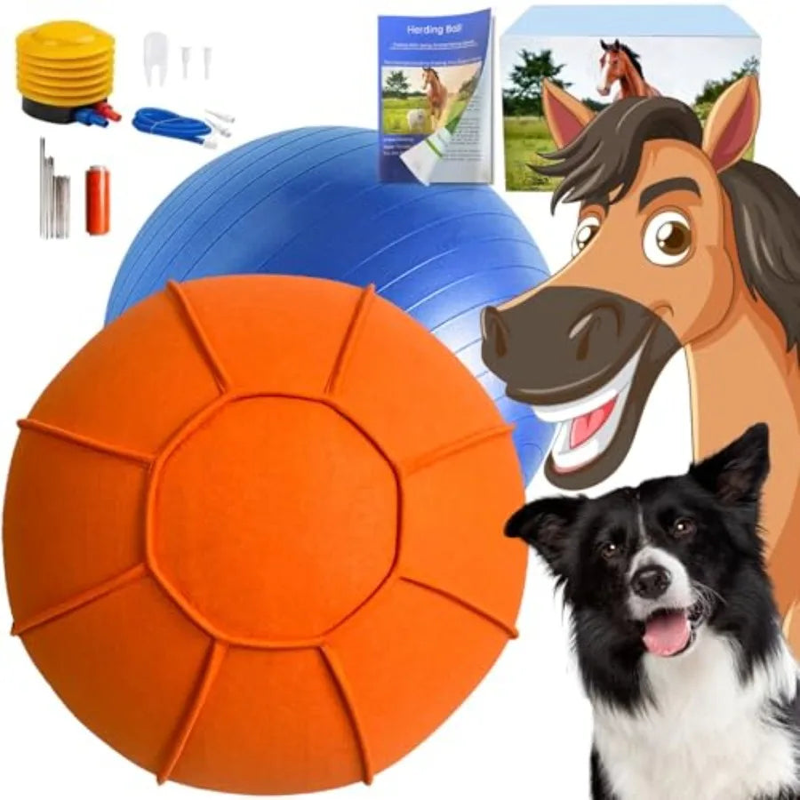 Herding Ball for Dogs Dual Layered Herding Dog Ball Set for Australian Shepherd Cattle Collie for Dog Agility Equipment