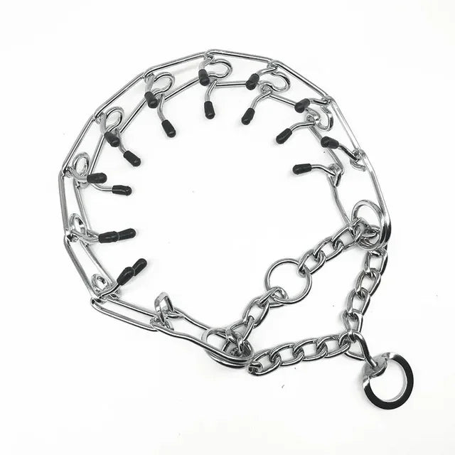 Effective Pinch Dog Training Collar With Comfort Rubber Tips Safe Adjustable Detachable Stainless Steel, Pet Prong Choke Collar