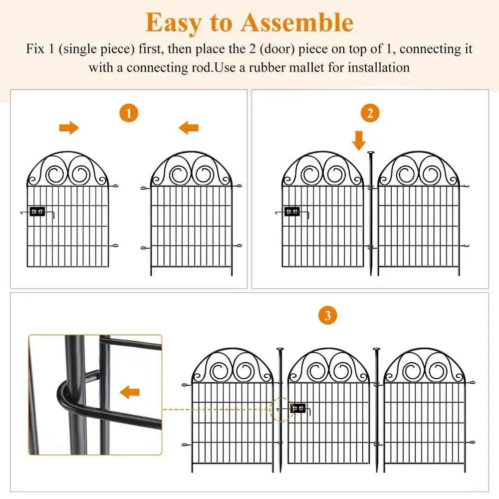 Tall Garden Animal Barrier Fencing with Gate, 40 InchH 20 Panels Total Length 43.7 Ft Outdoor Dog Fence, Picket Fences, Reusabl