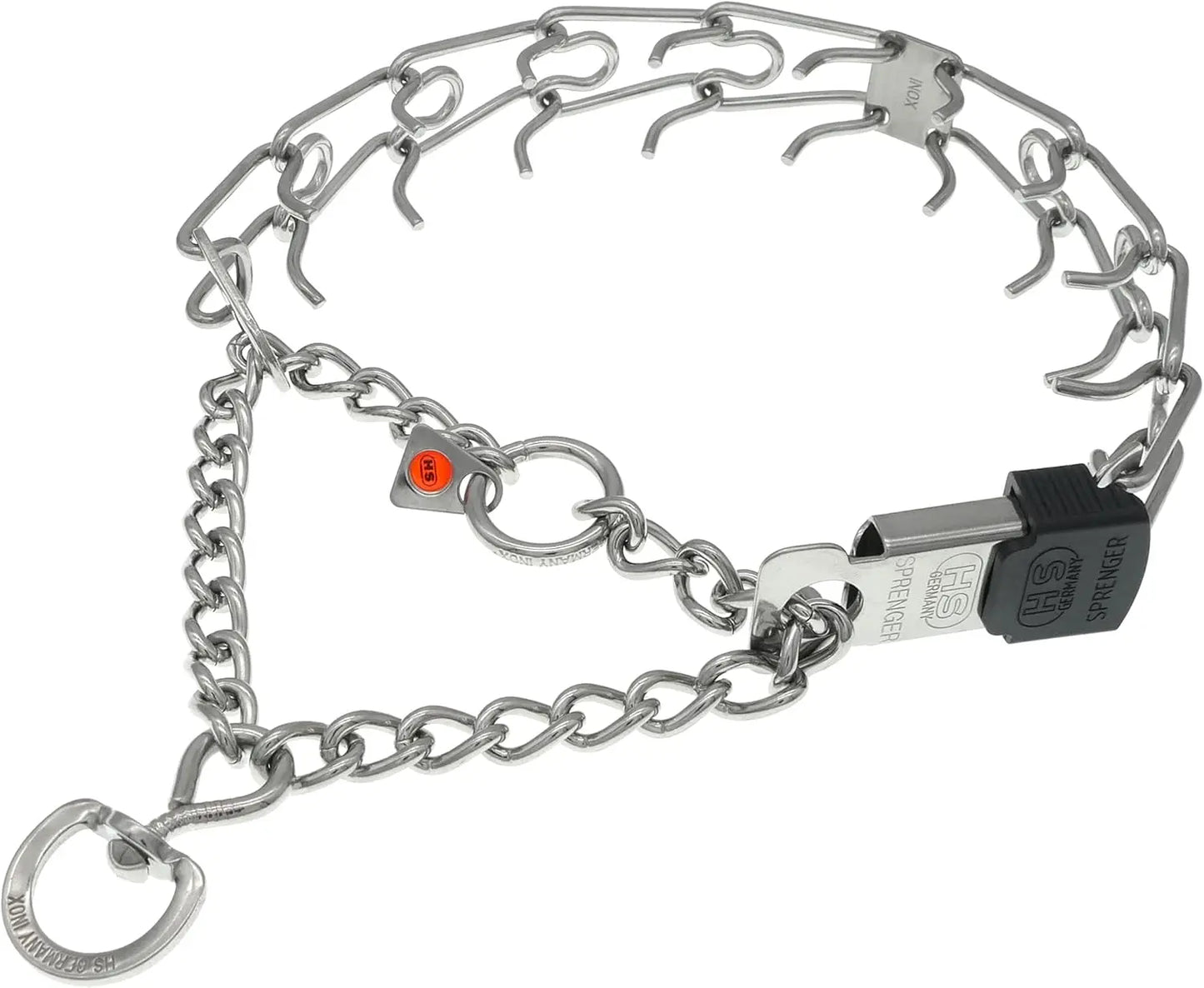 Stainless Steel Quick Release Dog Training Collar with ClicLock Buckle for Small Medium Large Dogs
