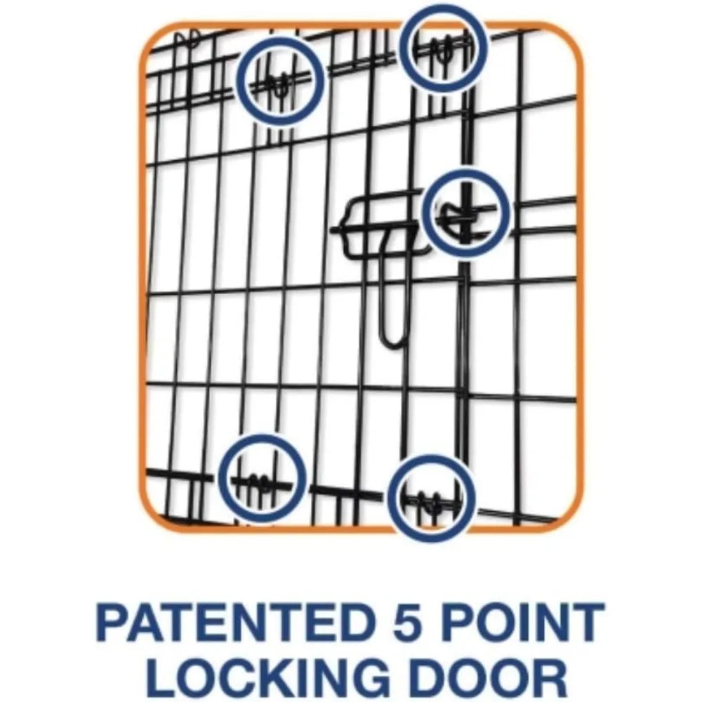 Two Door Great Crate Wire Dog Crate, 48 Inch, For Pets 90-125 lbs, With 5-Point Locking System
