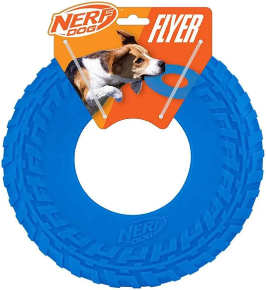 10-Inch Flying Disc Dog Toy, Rubber Fetch Toy for Medium and Large Dogs, Blue Outdoor Play