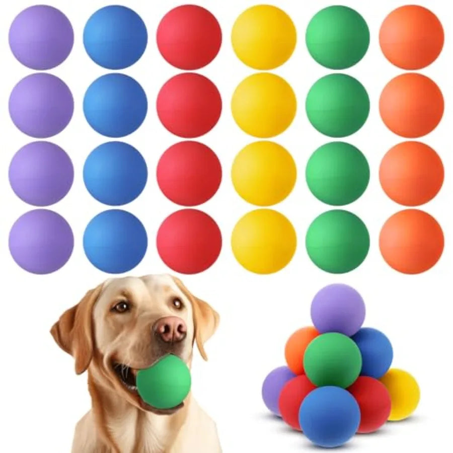 Shappy 24 Pieces Rubber Dog Tennis Balls for Dog Colorful Catching Pet Balls for Fetch Training 2.4 Inch Interactive Bounce and
