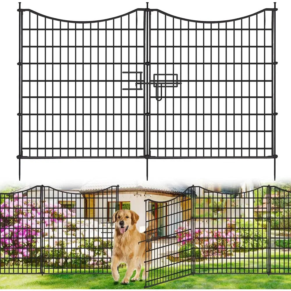 18 Panels No Dig Decorative ence with Gate, 33 in(H) X 40.5 t(L) Tall Garden ence Animal Barrier, Rustproo Metal Wire Edging Border
