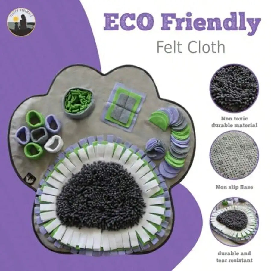 Paw Shaped Snuffle Mat 29x29 For Small Medium And Large Dogs Cats; Interactive Slow Feeding Sniffing Mat Designed For Mental Stimulation Puzzle That Encourages Natural Foraging Skills In Pets