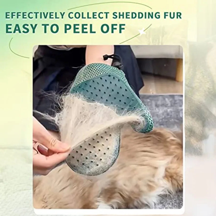 2 in 1 Cat Fur Glove Pet Hair Remover Glove for Dog Grooming Blue Shedding Brush with Massage Function Efficient Hair Remover
